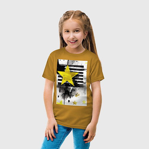Детская футболка Желтая звезда на полосах / Горчичный – фото 4