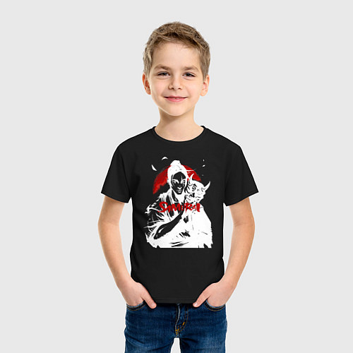 Детская футболка Белый самурай и маска / Черный – фото 3