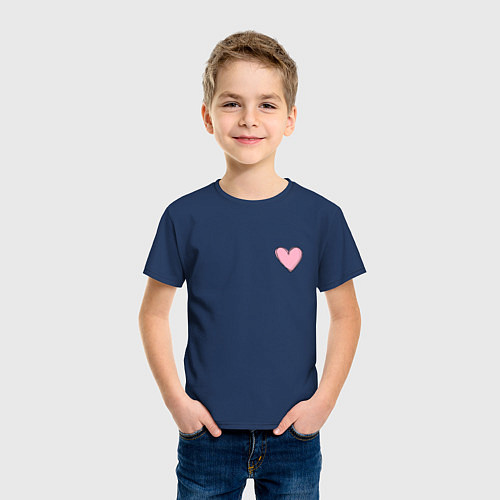 Детская футболка Нарисованное сердце - мини / Тёмно-синий – фото 3