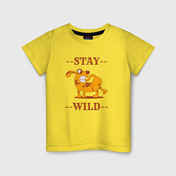 Футболка хлопковая детская Stay wild dog, цвет: желтый