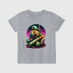 Футболка хлопковая детская Боевой медведь ракетчик, цвет: меланж