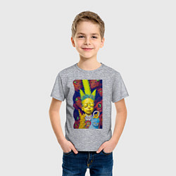 Футболка хлопковая детская Bart and blue cat - neural network - fantasy, цвет: меланж — фото 2