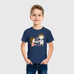 Футболка хлопковая детская Врач и пациентка, цвет: тёмно-синий — фото 2