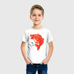 Футболка хлопковая детская Красный лещ морской, цвет: белый — фото 2