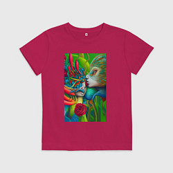 Футболка хлопковая детская Поцелуй - нейросеть - art, цвет: маджента