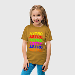 Футболка хлопковая детская Astro color logo, цвет: горчичный — фото 2