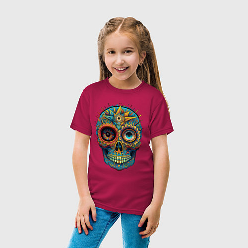 Детская футболка Mexican skull / Маджента – фото 4