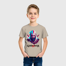 Футболка хлопковая детская God of War, Kratos, цвет: миндальный — фото 2