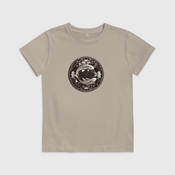 Футболка хлопковая детская Знак зодиака Рыбы - нейросеть, цвет: миндальный