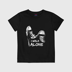 Футболка хлопковая детская I walk alone, цвет: черный