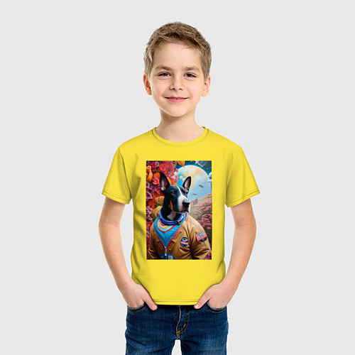 Детская футболка Командир космического корабля - нейросеть / Желтый – фото 3