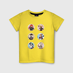 Футболка хлопковая детская Персонажи игры Геншин Импакт, цвет: желтый