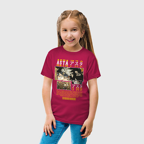 Детская футболка Черный клевер Аста / Маджента – фото 4
