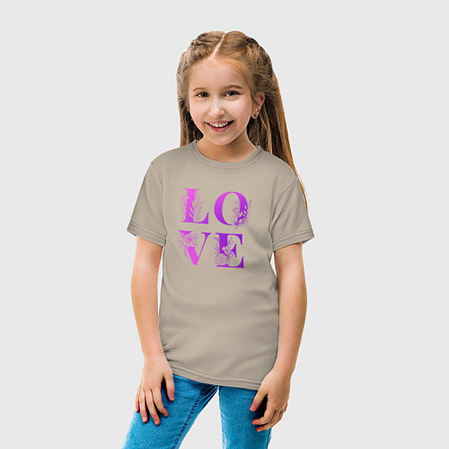 Детская футболка Love Любовь цветы / Миндальный – фото 4