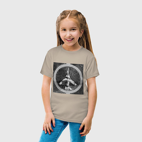 Детская футболка Самолёт МИГ 23 / Миндальный – фото 4