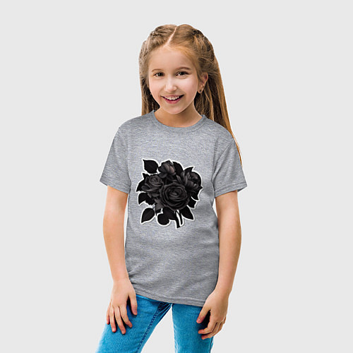 Детская футболка Букет и черные розы / Меланж – фото 4