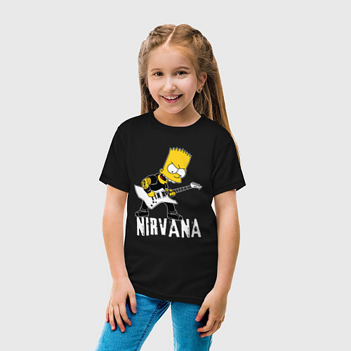 Детская футболка Нирвана Барт Симпсон рокер / Черный – фото 4