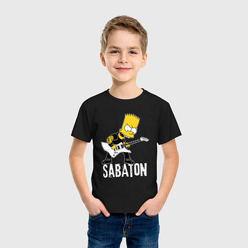 Детская футболка Sabaton Барт Симпсон рокер / Черный – фото 3
