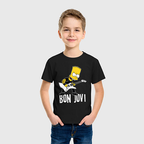 Детская футболка Bon Jovi Барт Симпсон рокер / Черный – фото 3