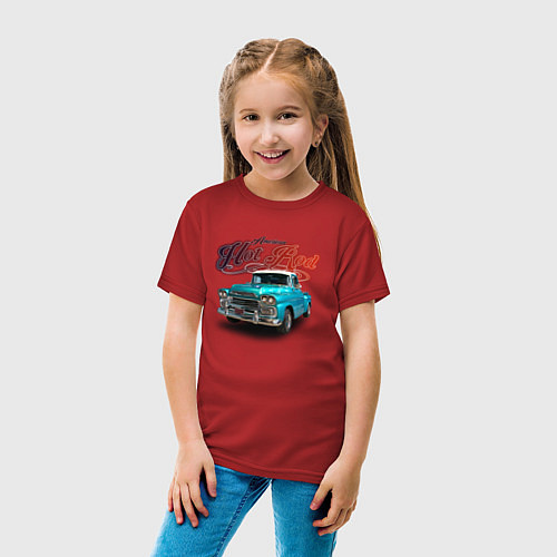 Детская футболка Пикап Chevrolet Apache 3100 / Красный – фото 4