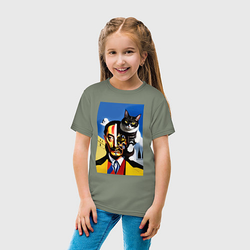 Детская футболка Salvador Dali and his cat / Авокадо – фото 4