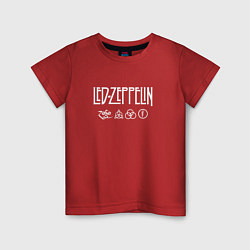 Футболка хлопковая детская Led Zeppelin символы, цвет: красный