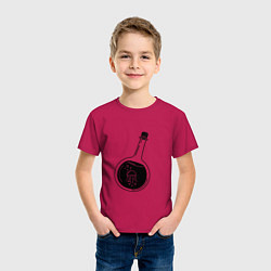 Футболка хлопковая детская Медуза в бутылке, цвет: маджента — фото 2