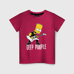 Футболка хлопковая детская Deep Purple Барт Симпсон рокер, цвет: маджента