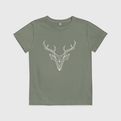 Детская футболка Белая полигональная голова оленя
