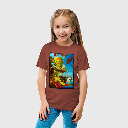 Детская футболка Imitating Salvador Dali - neural network - surreal / Кирпичный – фото 4