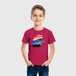 Футболка хлопковая детская Маслкар Chevrolet Corvette Stingray, цвет: маджента — фото 2