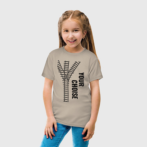 Детская футболка Your choise и рельсы / Миндальный – фото 4
