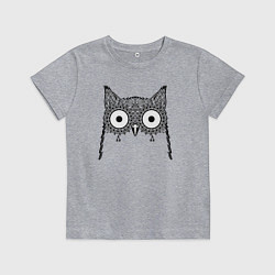 Футболка хлопковая детская Глазастая сова, цвет: меланж