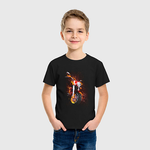 Детская футболка Огненный мотоцикл / Черный – фото 3