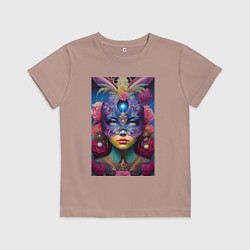 Детская футболка Девушка в маскарадной маске - нейросеть
