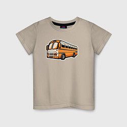 Футболка хлопковая детская Модный автобус, цвет: миндальный