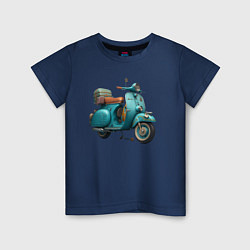 Футболка хлопковая детская Ретро скутер, цвет: тёмно-синий
