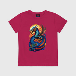 Футболка хлопковая детская Japanese dragon - irezumi, цвет: маджента