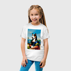 Футболка хлопковая детская A dog named Gioconda - humorous art, цвет: белый — фото 2