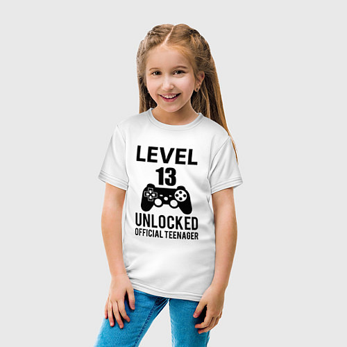 Детская футболка Level 13 unlocked / Белый – фото 4