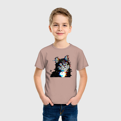 Детская футболка Pixel cat / Пыльно-розовый – фото 3