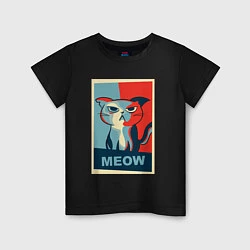 Футболка хлопковая детская Meow obey, цвет: черный