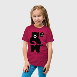 Футболка хлопковая детская Мишка любит музыку, цвет: маджента — фото 2
