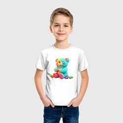 Футболка хлопковая детская Медвежонок в ярких красках, цвет: белый — фото 2