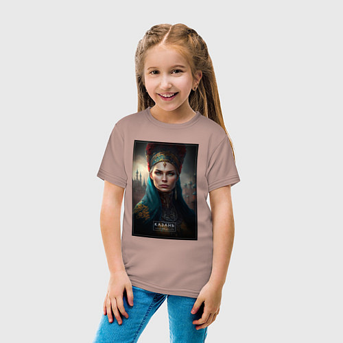 Детская футболка Казань персонаж города / Пыльно-розовый – фото 4