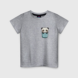 Футболка хлопковая детская Панда в кармашке, цвет: меланж