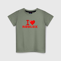 Футболка хлопковая детская I love Roblox, цвет: авокадо