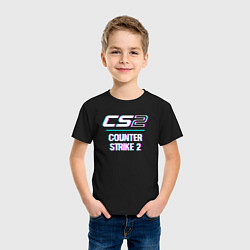 Футболка хлопковая детская Counter Strike 2 в стиле glitch и баги графики, цвет: черный — фото 2