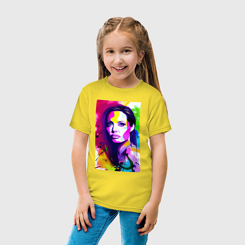 Детская футболка Анджелина Джоли - знаменитая актриса / Желтый – фото 4