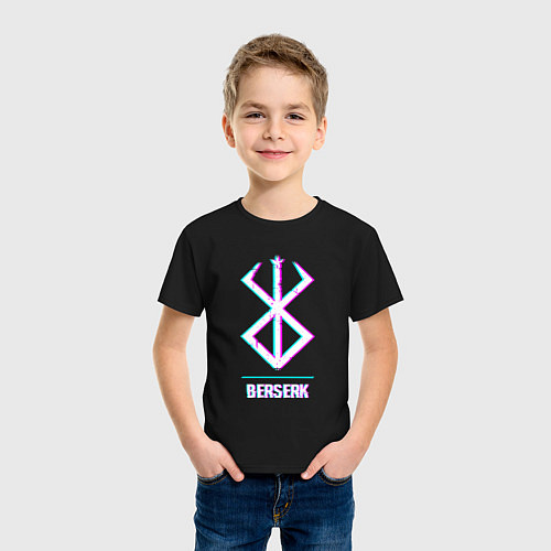 Детская футболка Символ Berserk в стиле glitch / Черный – фото 3